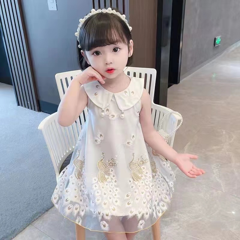 พร้อมส่ง ชุดเดรส Dress ชุดกระโปรง ฟรุ้งฟริ้ง แต่งระบายชั้นๆ แขนกุด ลูกไม้ น่ารัก เด็กผู้หญิง