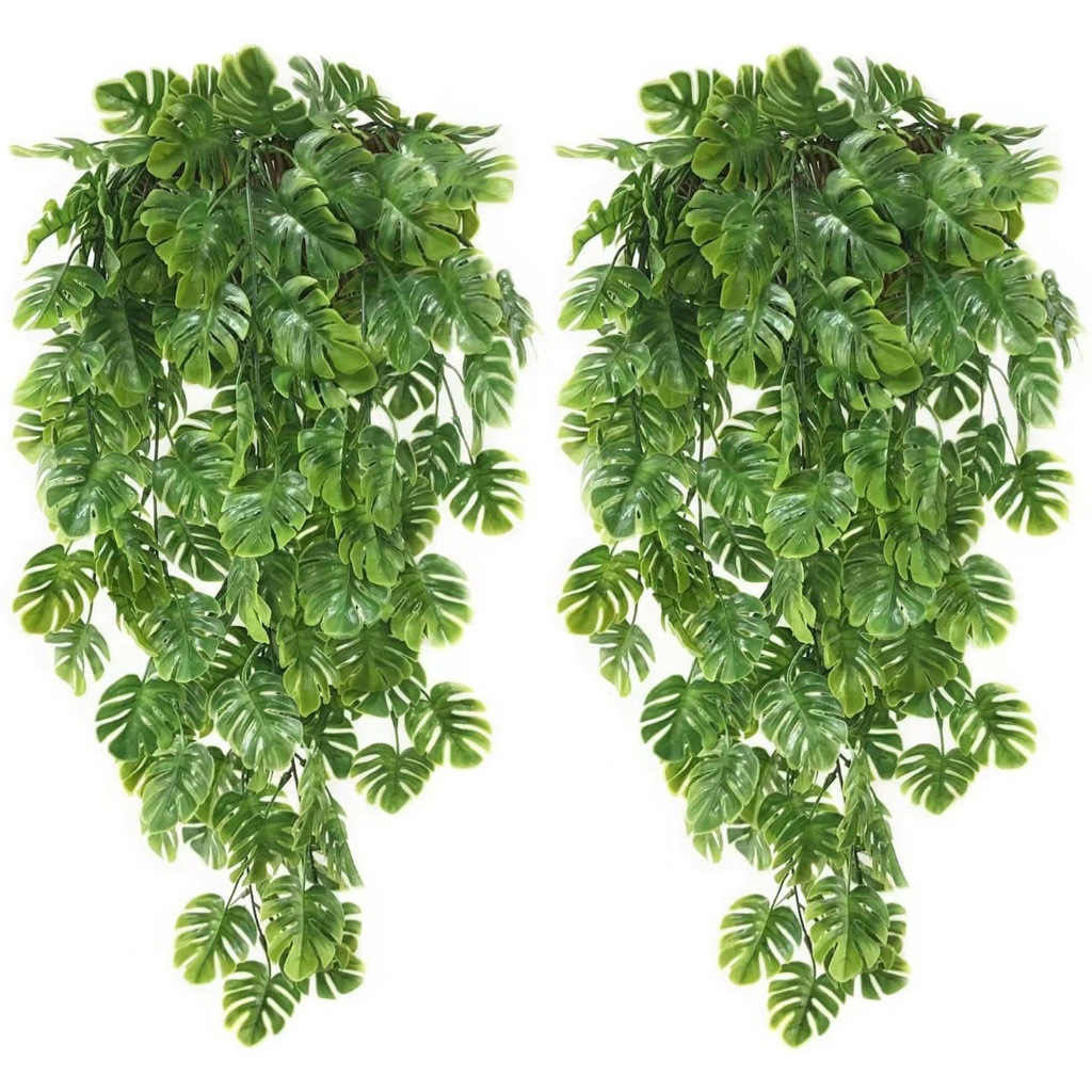 (พร้อมส่งในไทย ถึงมือรวดเร็วทันใจ)ต้นไม้ปลอมสีเขียวแขวนMonstera 76cm หัวไชเท้าใบไม้เลื้อยสาหร่ายทะเลองุ่นดอกไม้ปลอมเถาวั