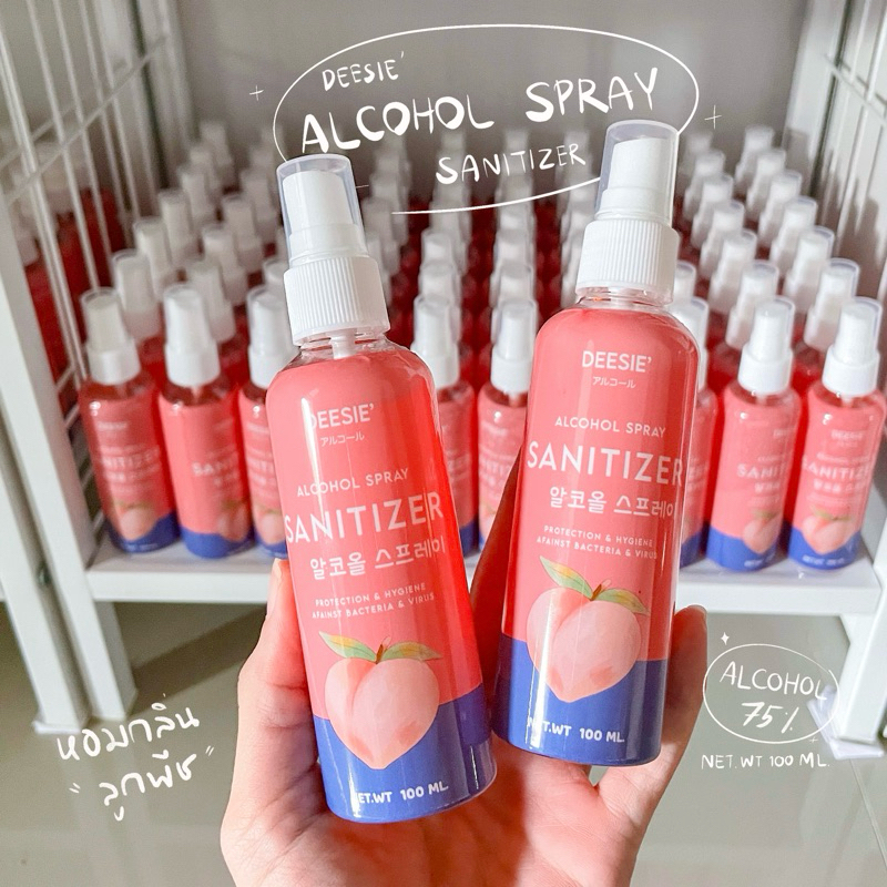 (EXP:1/25)DEESIE ' ดีซี่ สเปรย์แอลกอฮอล์กลิ่นพีช🍑100ml. Alcohol Spray Sanitizer