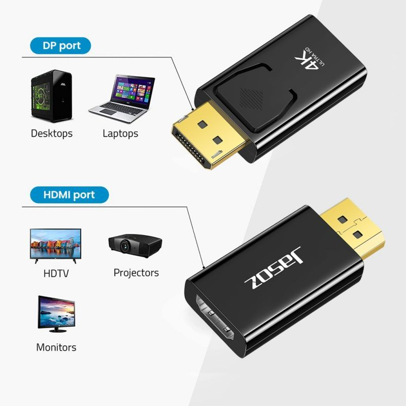 ⚡ส่งจาก กทม⚡Jasoz DP to HDMI Adapter รองรับ สายเชื่อมหน้าจอ Dp อะแดปเตอร์ Dp ตัวผู้ เป็น Hdmiตัวเมีย
