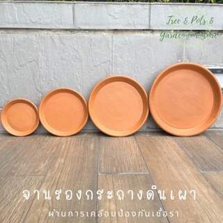 จานรองกระถางต้นไม้ทำจากดินเผา สำหรับกระถางขนาด 6"-12" ทาเคลือบกันเชื้อราทุกใบ ง่ายต่อการทำความสะอาด