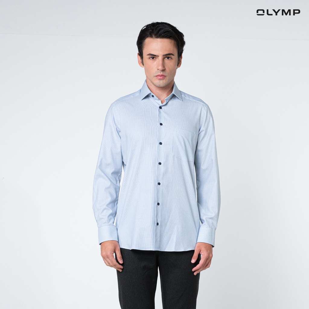 OLYMP  24/Seven LUXOR Shirtเสื้อเชิ้ตปรับอุณหภูมิผ้าเท็กเจอร์เบาเหมือนสวมใส่ชุดกีฬ (SUMMER24)