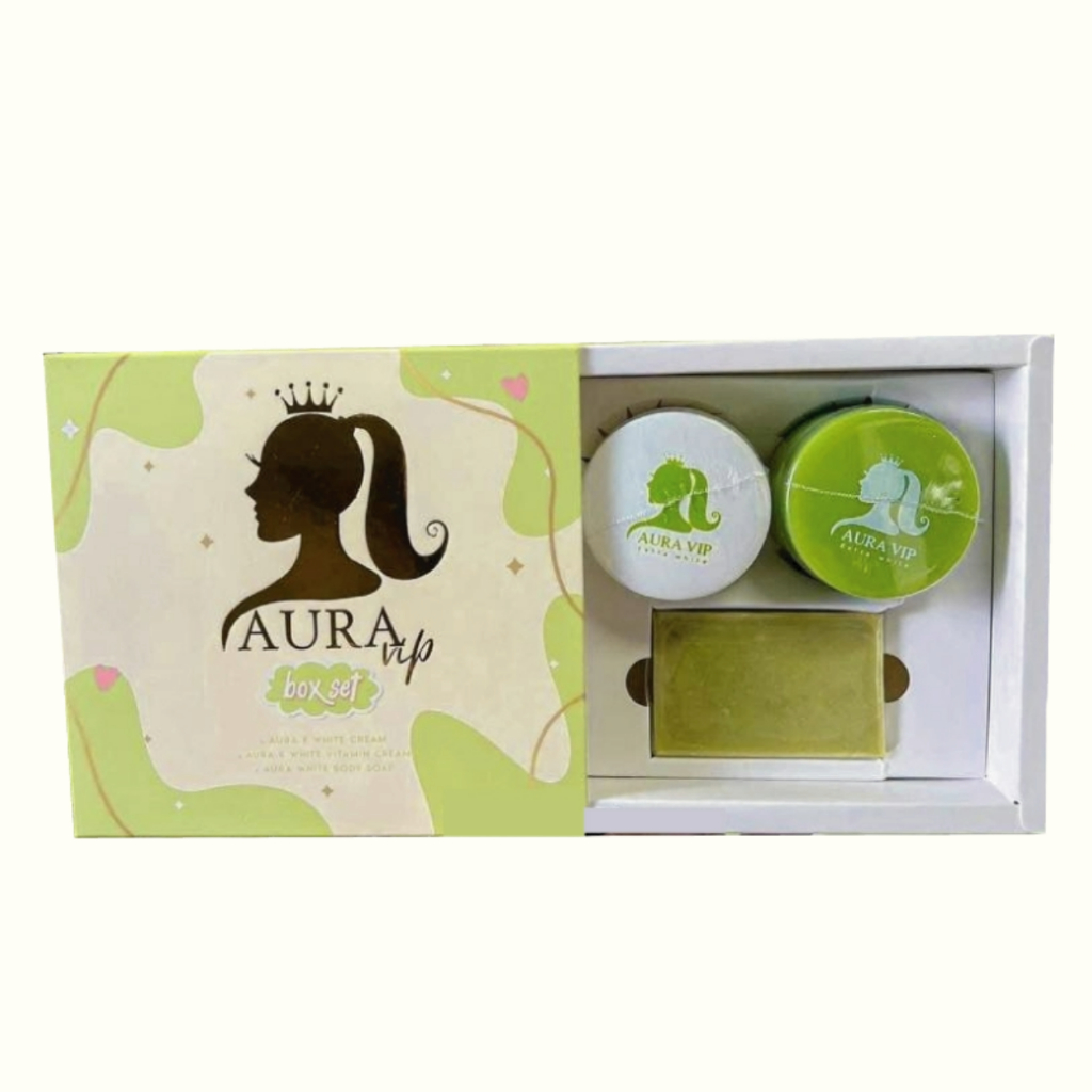AURA VIP เซ็ต ครีมออร่าวีไอพี ครีมทาผิว [1 เซต แถมสบู่]