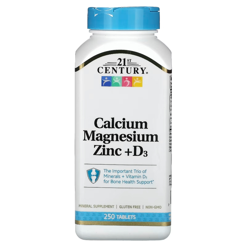 [ของแท้ 100%] 21st CENTURY CALCIUM MAGNESIUM ZINC + D3 FOR BONE HEALTH SUPPORT