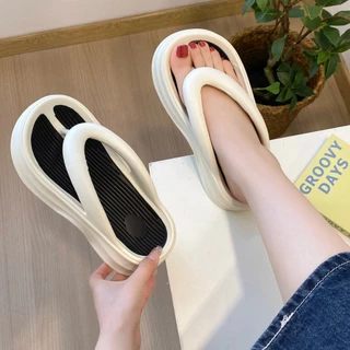 D813 รองเท้าส้นสูงหนา 6 ซม. รองเท้ายางพารา มี 4 สี