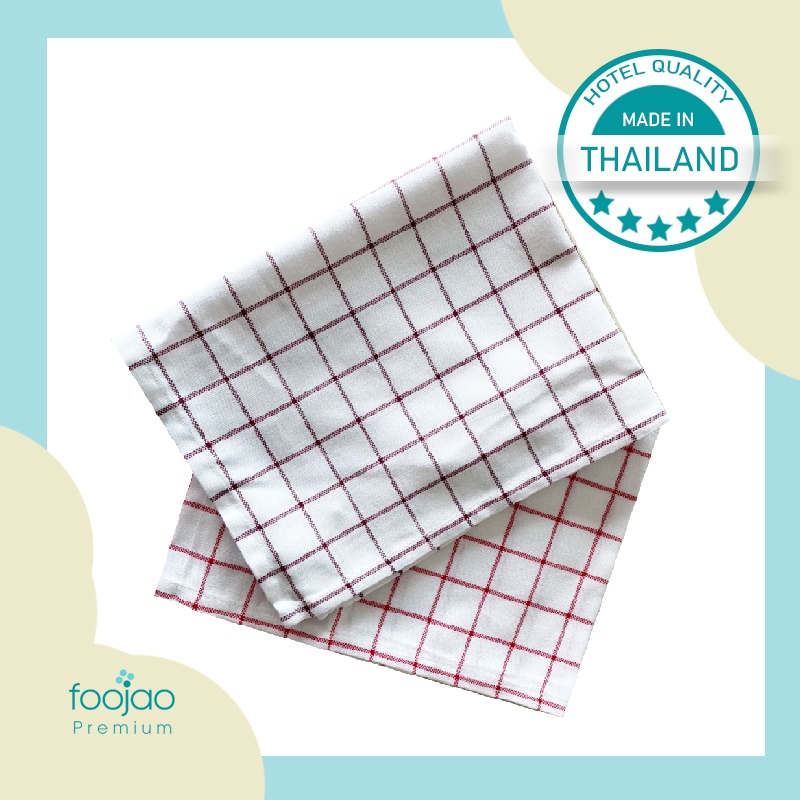 ผ้าเช็ดจานลายตาราง ผ้าเช็ดจานไม่มีขน เช็ดสะอาด แห้งไว