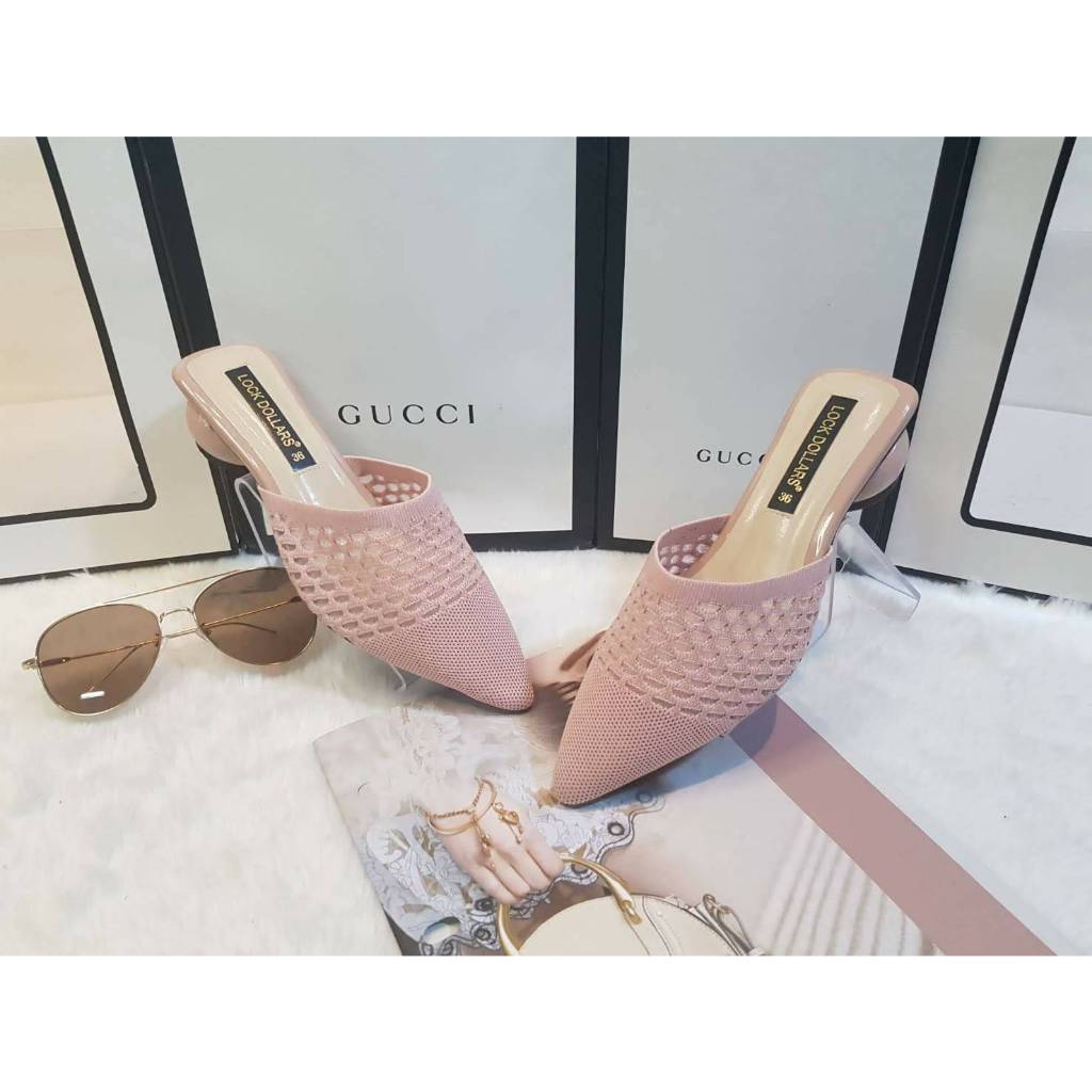 รองเท้าเปิดส้น ไซส์ใหญ่ แบบส้นกลม ส้นสูง 1 นิ้ว SIZe 36 - 45 Bigsize แบบผ้าไหมพรม ยืดตามเท้า สไตส์เกาหลี ไม่บีบรัดเท้าคะ