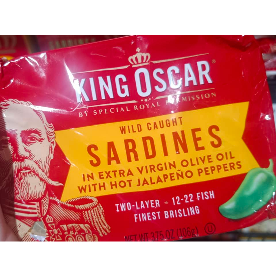 KING OSCAR Finest Wild Caught Sardines in Extra Virgin Olive Oil with Jalapeno Peppers 106g