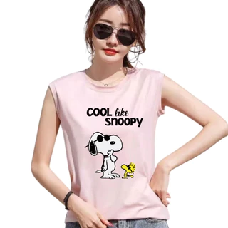 ES.SHOP28 เสื้อแขนกุด ผู้หญิงผู้ชาย หลวม ๆ ฤดูร้อนผู้หญิง ลายการ์ตูน OP93