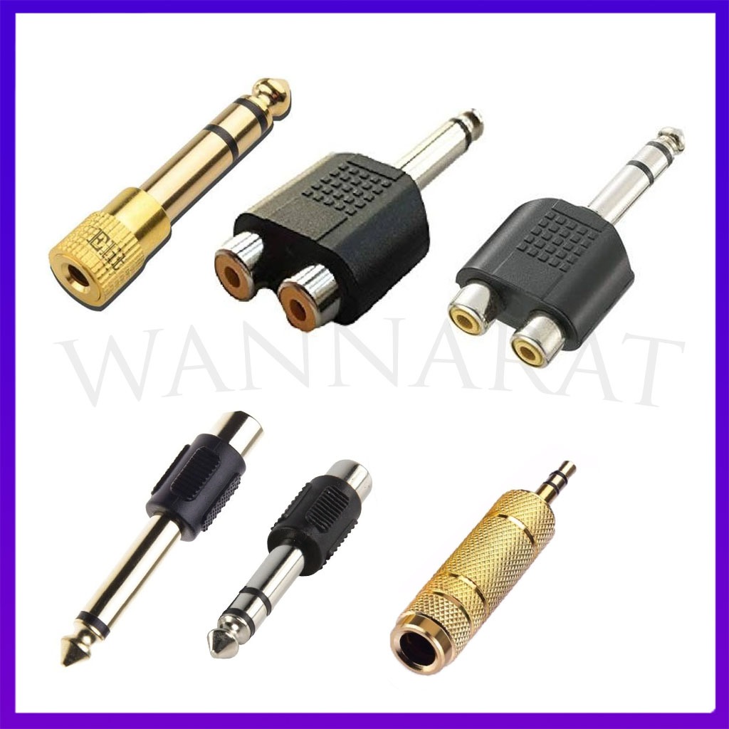 หัวแปลง 3.5mm/av เป็น 6.3mm Audio Jack แปลงแจ็ค สเตอริโอ โลหะ ทองเหลือง Jack Converter 3.5 to 6.35  1ชิ้น