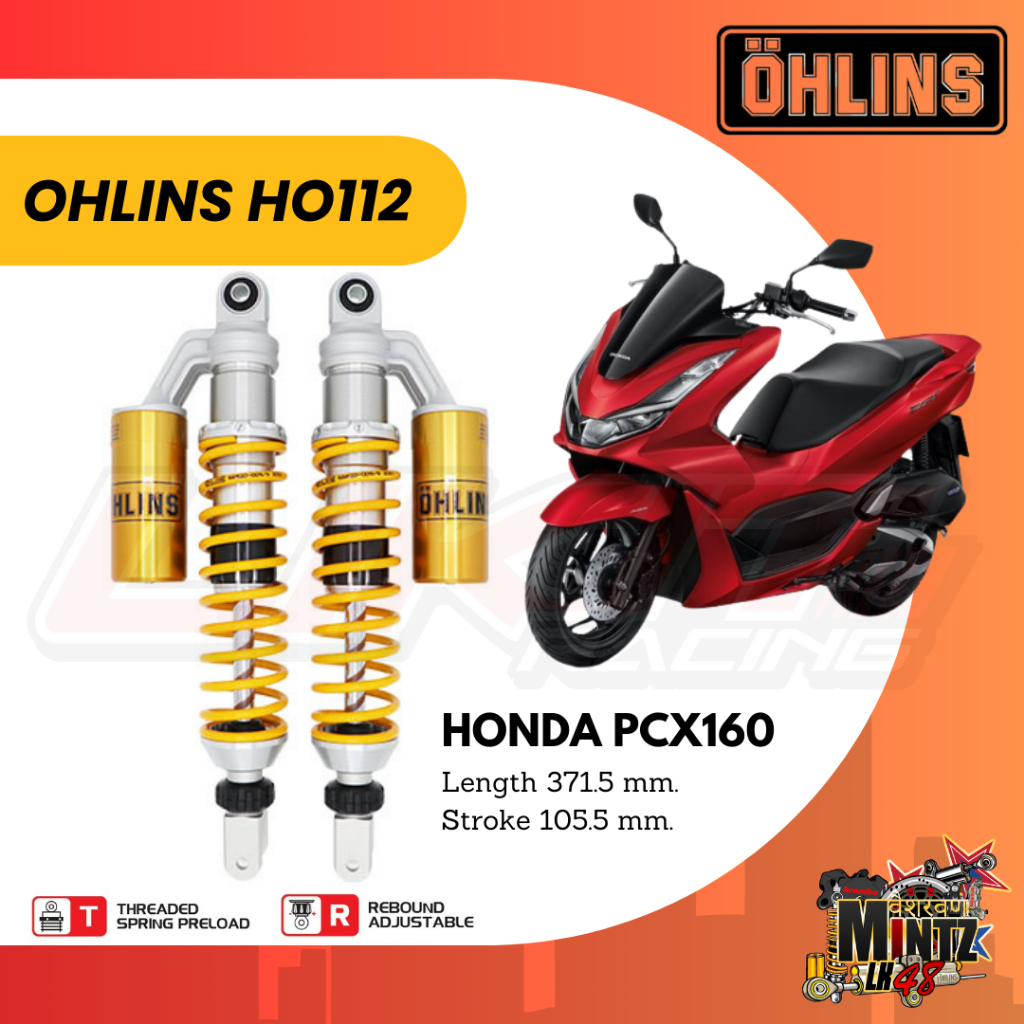 OHLINS HO112 โช๊คหลัง PCX160 ปี2022-2025 (รับประกัน 2 ปี)