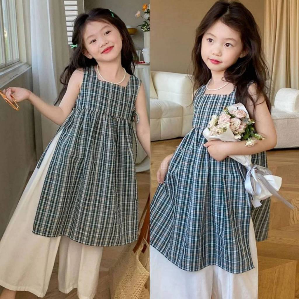 315 พร้อมส่ง ชุดเซท2ชิ้นเด็กผู้หญิง เสื้อแขนกุด+กางเกงขายาว