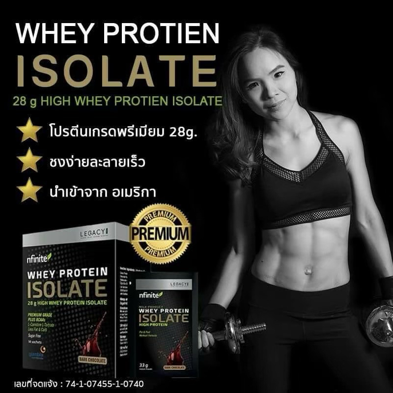 Whey Protein ISOLATE เวย์โปรตีน เพิ่มกล้ามเนื้อ (ดาร์ก ช็อกโกแลต)