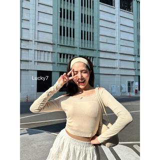 BY IRA 💕พร้อมส่ง💕(23097) Kersty Topเสื้อยืดแขนยาว สีทึบเปิดไหล่เซ็กซี่ของผู้หญิง สไตล์เกาหลี แฟชั่นฤดูร้อน