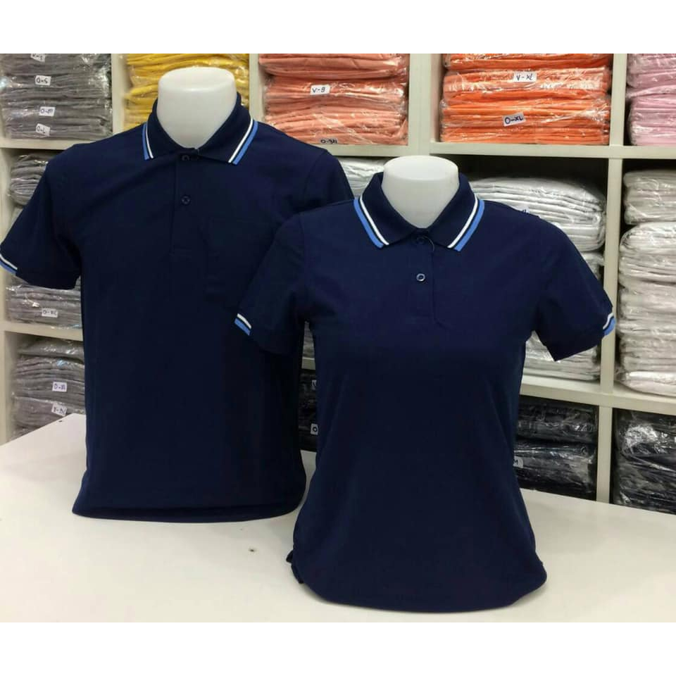 เสื้อโปโล Poligan สีกรมท่า (ปกขลิบ)