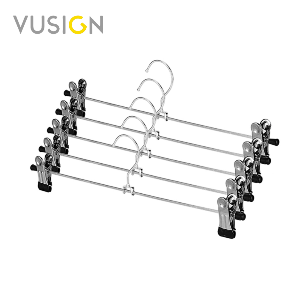 Vusign ไม้แขวนเสื้อสแตนเลส ไม้แขวนเสื้อแบบหนีบ ไม้แขวนกางเกง หนีบแน่น ปรับความกว้างได้ Clip-on hange
