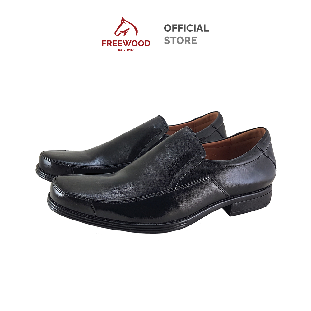 FREEWOOD BUSINESS SHOES รองเท้าคัทชูผู้ชาย หนังแท้ รุ่น 52-516 สีดำ ( BLACK )