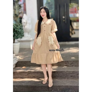 เดรสคอบัวแต่งระบายสีพาสเทสสุดน่ารัก คุณแม่ใส่คลุมท้องได้จ้า พร้อมส่งคะ
