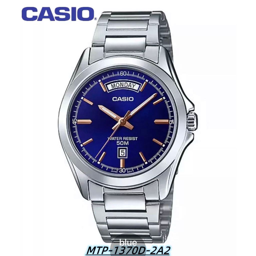 b2sperl4rk**Casio กันน้ำ นาฬิกาข้อมือ รุ่น MTP-1370D นาฬิกาผู้ชาย สายสแตนเลส