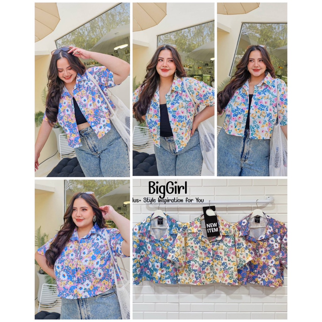 MA365เสื้อครอปคอปกไซส์ใหญ่คนอ้วนสาวอวบรอบอก38-62นิ้ว