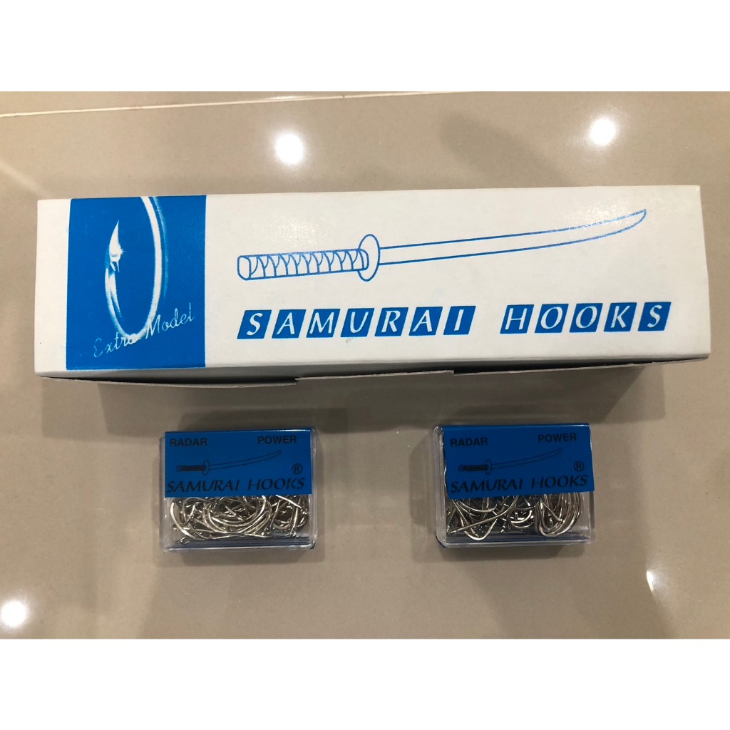 เบ็ดรูเรเซอร์สีชมพู ตะขอเบ็ดตกปลา ตรา SAMURAI HOOKS แบบมีรู ขายเป็นแพ็ค