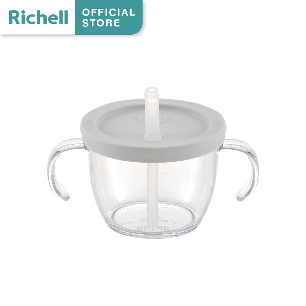 Richell(ริเชล) AXSTARS ถ้วยฝึกดูดรุ่นใหม่ หลอดกันสำลัก มีปุ่มกดช่วยดันน้ำ รูปทรงหลอดดีไซน์ใหม่ 150มล.