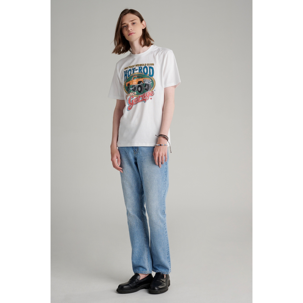 Mc jeans เสื้อยืดแขนสั้นผู้ชาย คอกลม สีขาว MTTZ758