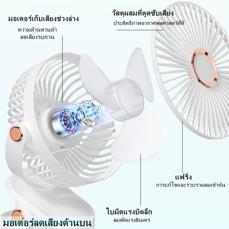 พัดรมแบบหนีบ พัดลมพกพาชาร์จ 15000mAh 5เกียร์ลมแรง แฟนคลิป 8นิ้ว พัดลมหนีบ ไฟกลางคืน พัดลมตั้งโต๊ะ USB พัดลมพกพา - รูปที่ 4