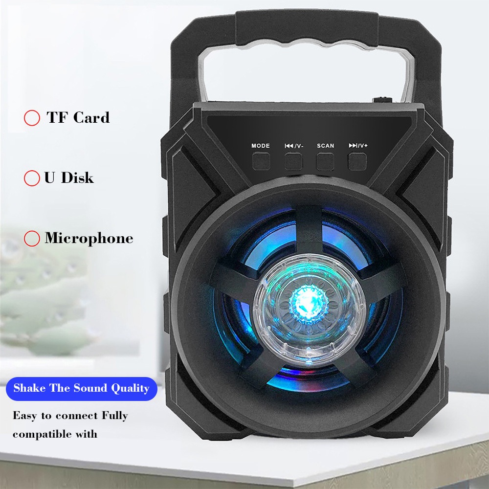 ลำโพงบลูทู ธ  ไร้สาย พกพา Bluetooth ลำโพง ซับวูฟเฟอร์ รองรับไมโครโฟน, บลูทู ธ , USB, การ์ด TF, วิทยุ  ไฟ LED