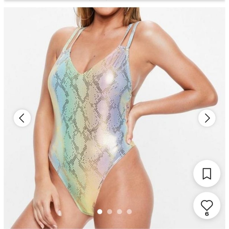 Miss Guided rainbow snake printed one piece swimsuit ชุดว่ายน้ำวันพีซวิ้งๆสีรุ้ง