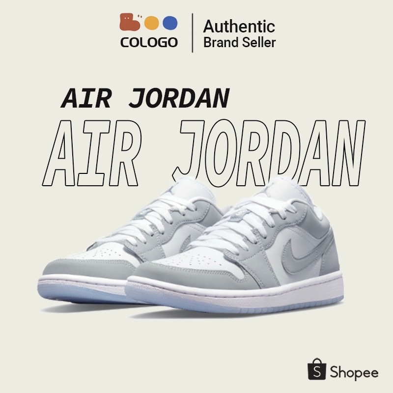 （พร้อมส่ง ของแท้100%）Nike Air Jordan 1 low Panda / wolf grey / Light Smoke Greyรองเท้าบาส