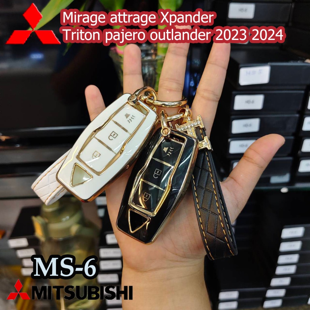 ปลอกหุ้มกุญแจรถยนต์ สำหรับ Mitsubishi mirage attrage Xpander Triton pajero outlander ปี 2023 / 2024 พร้อมพวงกุญแจ