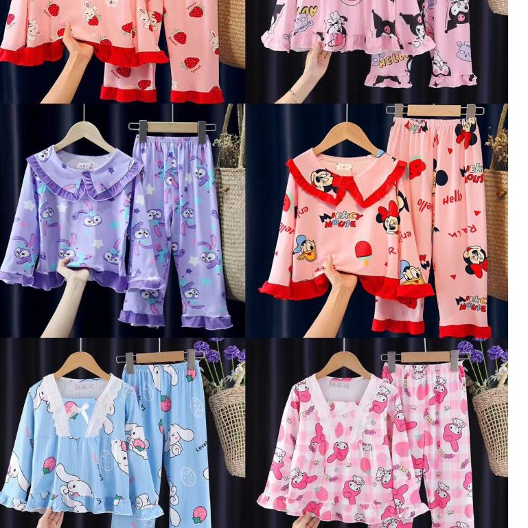 ชุดนอนแขนยาว พิมพ์ลายการ์ตูนเจ้าหญิง แฟชั่นฤดูใบไม้ผลิ และฤดูใบไม้ร่วง สําหรับเด็กผู้หญิง 70