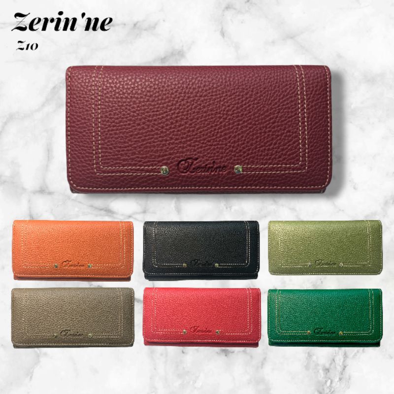 กระเป๋าสตางค์หนัง ใบยาว Zerin'ne Z10 รุ่น 2พับ หนังนิ่ม ทนรอยขีดข่วน ใส่บัตรได้เยอะถึง 16 ข่อง
