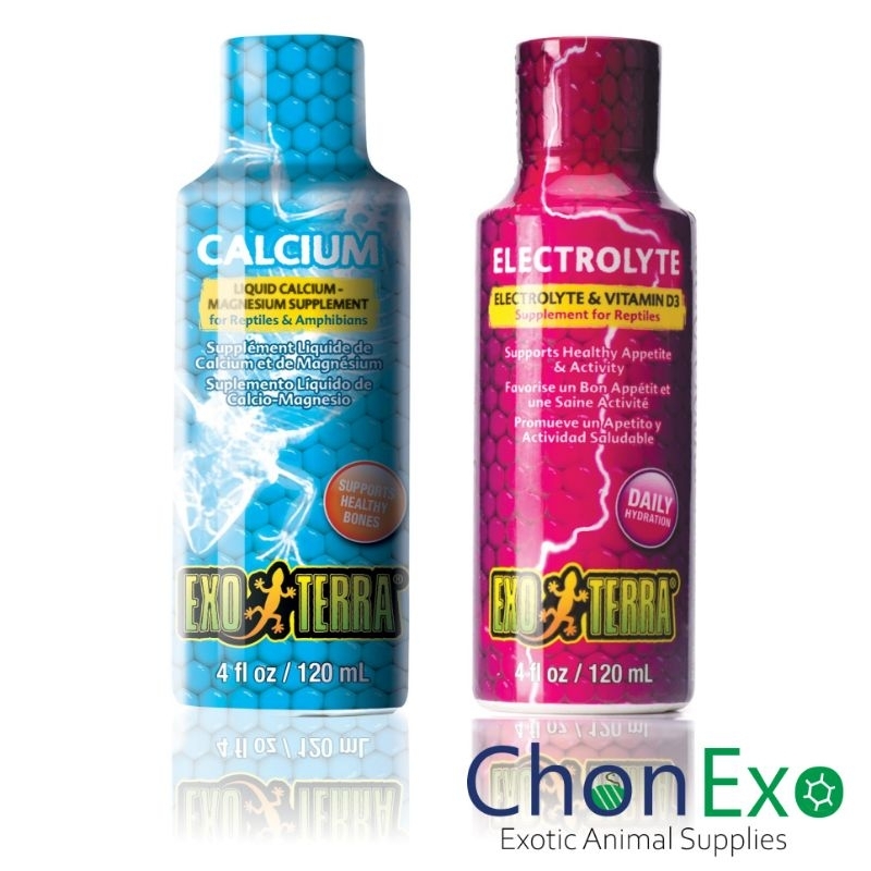 (พร้อมส่ง)Exoterra LiquidCalcium และ Electrolyte ขนาด 120 ml ( แคลเซียมน้ำ วิตามินน้ำ )