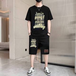 #ชุดผู้ชาย#ชุดเสื้อยืดแขนสั้นกางเกงขาสั้นผ้ายืดตัวใหญ่ดีใส่เ…