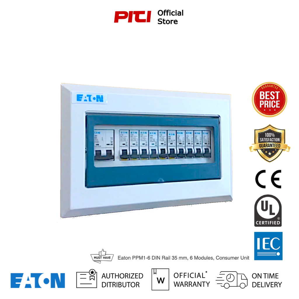 Eaton PPM1-6 DIN Rail 35 mm, 6 Modules, Consumer Unit