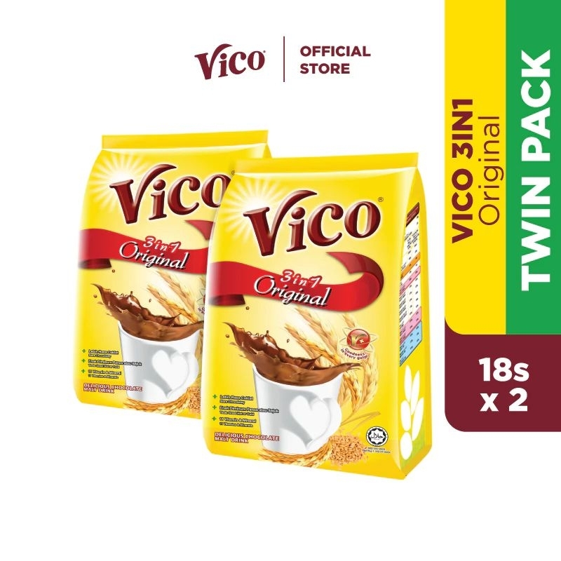 Vico 3 In 1 Original Chocolate Malt Drink (18's x 32g x 2 Pack)