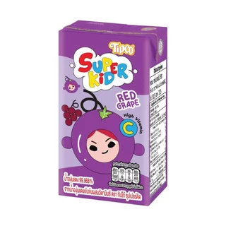 TIPCO Superkid น้ำองุ่นแดง Red Grape Juice100% ขนาด 110 มล. x 36 กล่อง ยกลัง (1ลัง/36กล่อง)