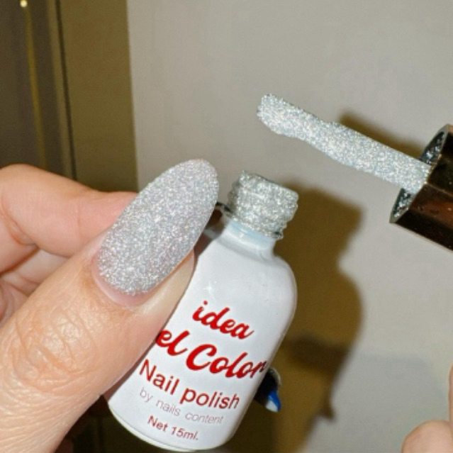 แฟลชเงินขาว ไอเดียเจล idea gel white diamond ( #01 ) ทาทับสีอะไรก็ได้ ทาเฉยๆก็ปัง (สีเจลต้องอบ)