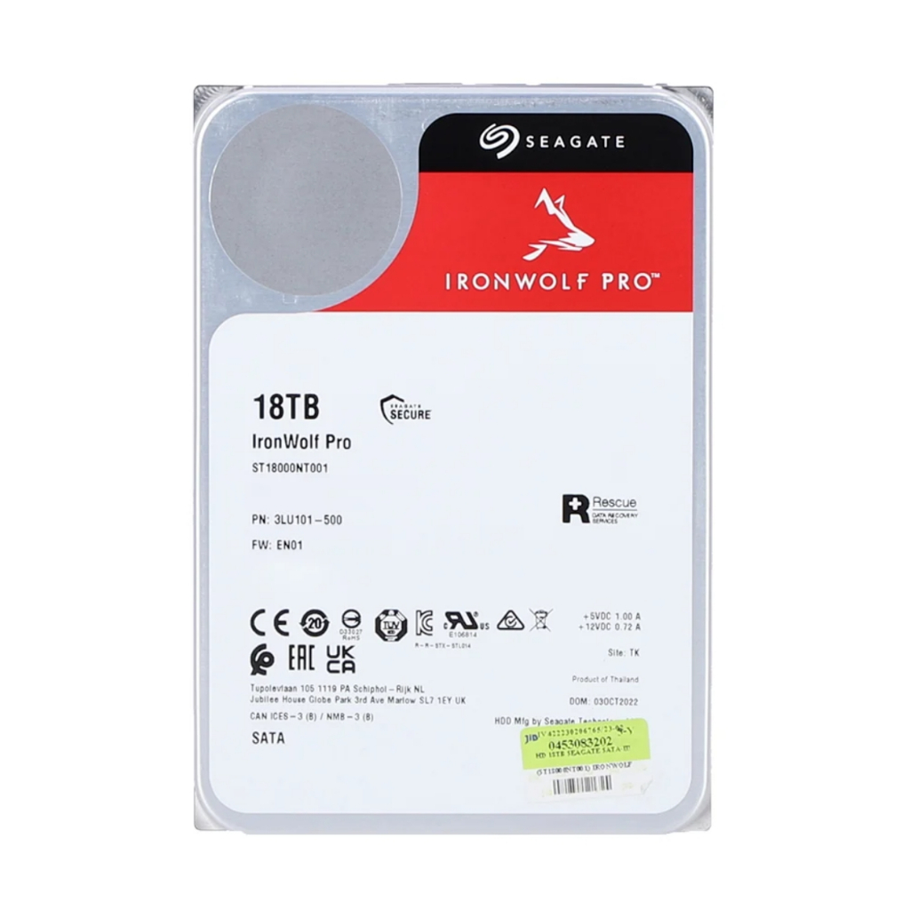 HDD (ฮาร์ดดิสก์ 3.5") 18TB 3.5" SEAGATE IRONWOLF PRO - 7200RPM SATA3 สินค้ามือ 1