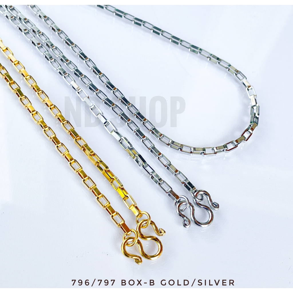 796/797 สร้อยสแตนเลสแท้ ลายBox-B  ยาว16-26นิ้ว เลือกสี ทอง/เงิน สร้อยคอตะขอตัว สร้อยพระ ไม่ลอกไม่ดำ ใส่อาบน้ำได้