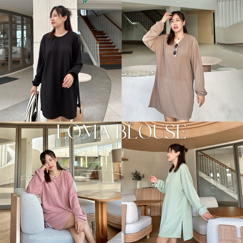 𝐋𝐎𝐌𝐀 𝐁𝐋𝐎𝐔𝐒𝐄 เสื้อยืดตัวยาวคลุมสะโพก ผ้าไม่ต้องรีด detailปลายแขนจั้ม