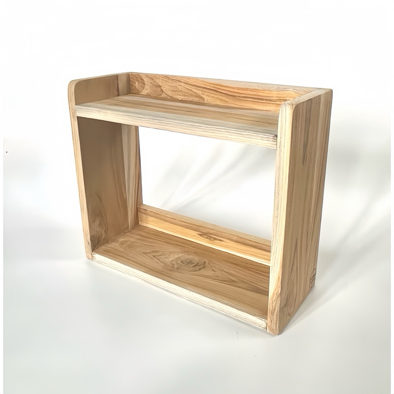 A TEAK ชั้นวางขวดเครื่องปรุง 2 ชั้น ไท้สักแท้