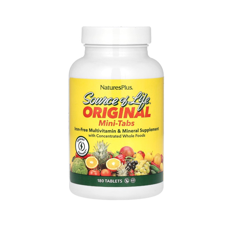 source of life multivitamin & mineral supplement no iron 180 เม็ด บำรุงร่างกาย ให้สารอาหารครบถ้วน ยกเว้น ธาตุเหล็ก