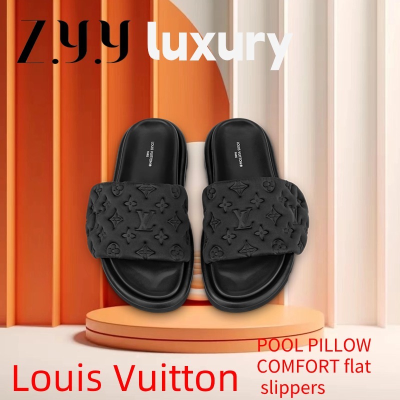 New Hot sales ราคาพิเศษ Ready Stockหลุยส์วิตตอง 🎀Louis Vuitton Pool Pillow Comfort Sandals🎀รองเท้าแตะแฟชั่นสำหรับผู้หญิง