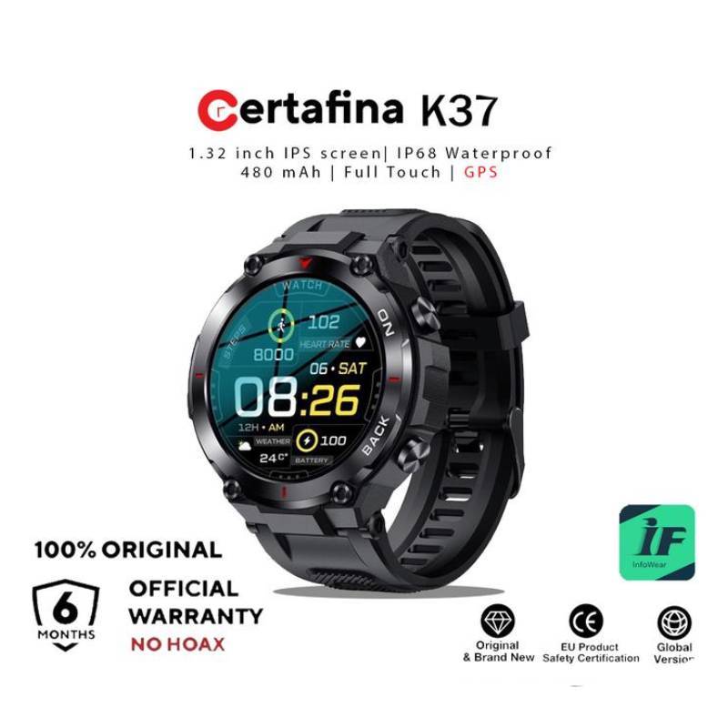 Certafina Men สมาร์ทนาฬิกา K37 GPS กีฬากลางแจ้งฟิตเนส Tracker สร้อยข้อมือแบตเตอรี่ขนาดใหญ่สแตนด์บายน