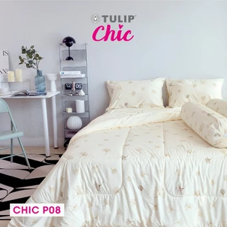 TULIP CHIC พิมพ์ลาย CHIC P08 ชุดเครื่องนอน ผ้าปูที่นอน ผ้าห่มนวม พิมพ์ลายใบแปะก๋วย