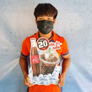 ป้ายน้ำอัดลม โค้กวุ้น โออิชิ เครื่องดื่ม ขนาดแนะนำ (A3) ขนาด 30x42 ซม. ฟิว4มิล