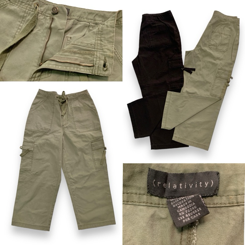 กางเกงคาร์โก้ ( LO11 ) เอวสูง ขาสี่ส่วน(4ส่วน) relativity 100% Cotton พร้อมส่ง